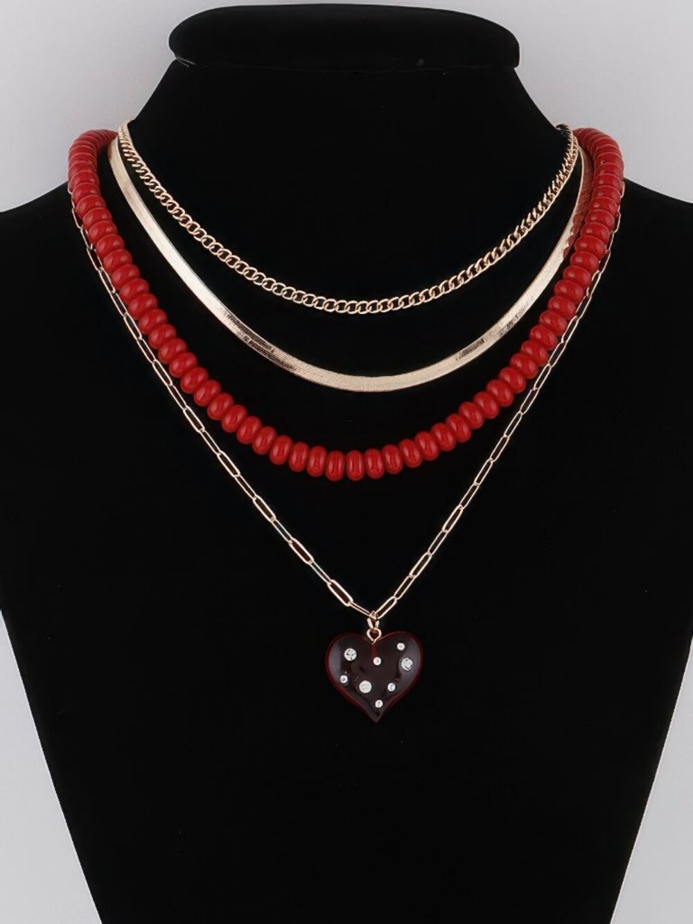 Multi Jeweled Heart Necklace